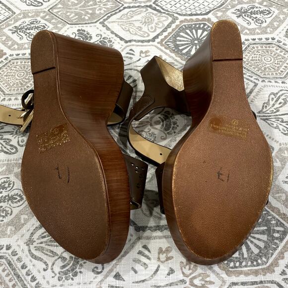 Brown Wedges Heel Sandals Size 7 - Picture 8 of 9